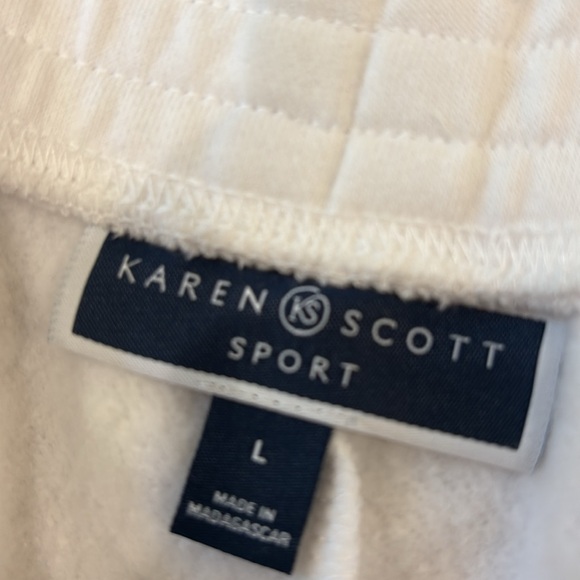 Karen Scott Sport  Fleece White Pants Size L NWT - Picture 6 of 11